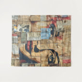 Rustikales Vintages Zeitungs-Patchwork-Collage (9) Wandteppich (Vorderseite (Horizontal))