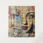 Rustikales Vintages Zeitungs-Patchwork-Collage (9) Wandteppich (Vorderseite)