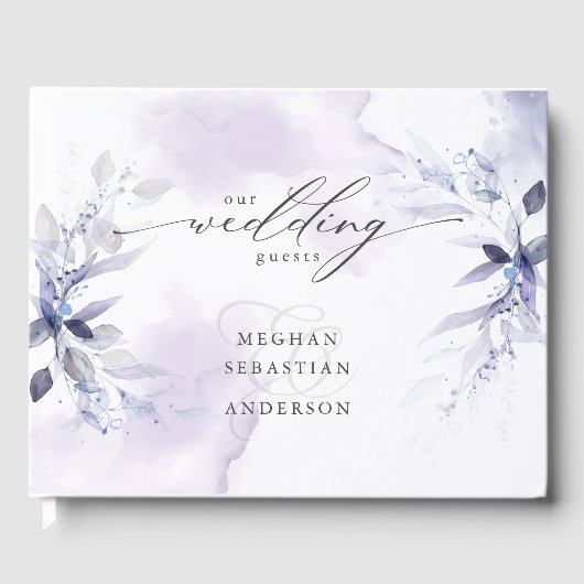 Rustikales Violet Foliage Wedding Gästebuch (Vorderseite)