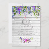 Rustikales Violett Blumensieb und sehen Einladung (Vorderseite)