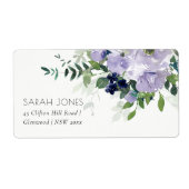 Rustikales Violett Lila Navy Blumenblätter Adresse (Vorne)