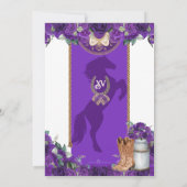 Rustikales Violett Lila Western Charro Quinceañera Einladung (Rückseite)