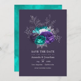 Rustikales Violett und türkisfarbenes Foto für Hoc Save The Date