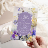 Rustikales violettes Blumenbaby in Blütendusche Einladung