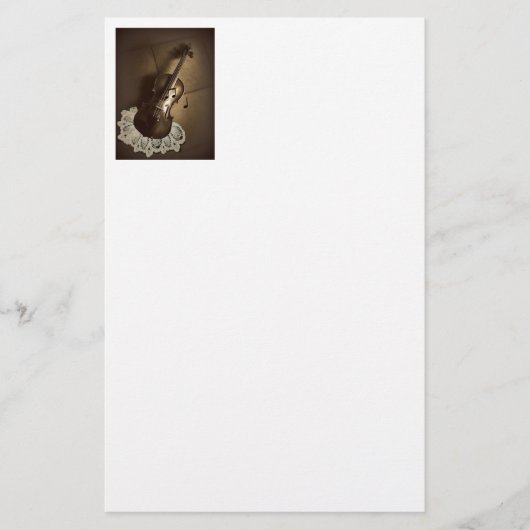 Rustikales Violinen-Briefpapier Briefpapier (Vorderseite)