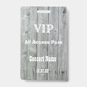 Rustikales VIP All Access Pass Konzertkonzert Abze Ausweis
