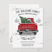 Rustikales Virtual Christmas Party Vintag Red Truc Einladungspostkarte (Vorne/Hinten)