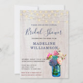 Rustikales virtuelles Brautparty Mason Jar Succule Einladung (Vorderseite)