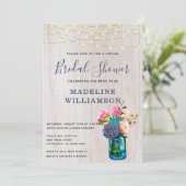 Rustikales virtuelles Brautparty Mason Jar Succule Einladung (Stehend Vorderseite)