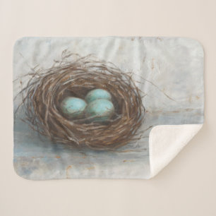 Rustikales Vogel-Nest - Blau Sherpadecke