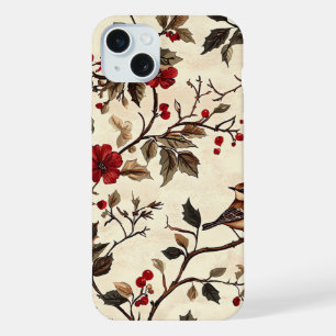 Rustikales Vogel- und Weihnachtsstern-Weihnachtsmu iPhone 15 Plus Hülle
