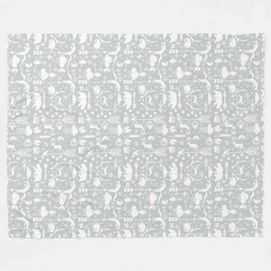 Rustikales Vogelbärenmuster Fleecedecke (Vorderseite (Horizontal))