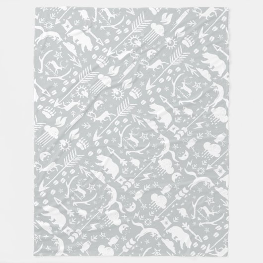 Rustikales Vogelbärenmuster Fleecedecke (Vorderseite)