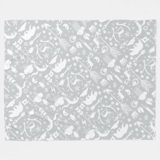 Rustikales Vogelbärenmuster Fleecedecke (Vorderseite (Horizontal))