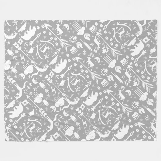 Rustikales Vogelbärenmuster Fleecedecke (Vorderseite (Horizontal))