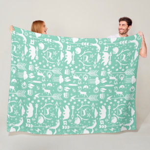 Rustikales Vogelbärenmuster Fleecedecke