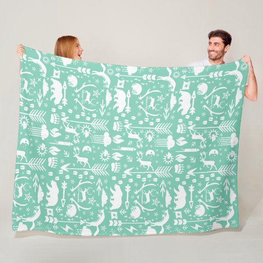 Rustikales Vogelbärenmuster Fleecedecke (Beispiel)