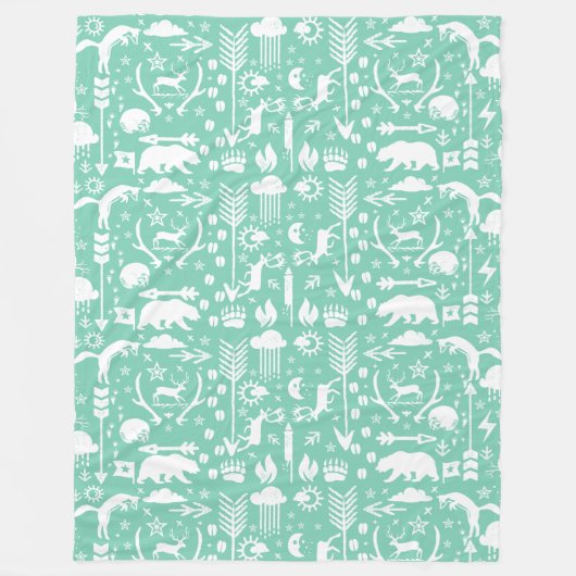 Rustikales Vogelbärenmuster Fleecedecke (Vorderseite)