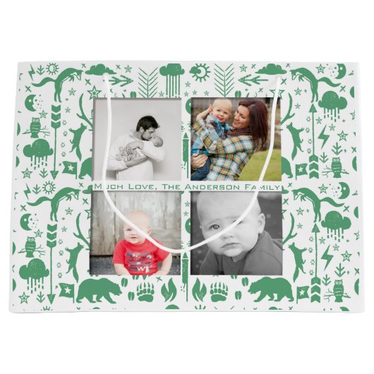 Rustikales Vogelbärenmuster Große Geschenktüte (Vorderseite)