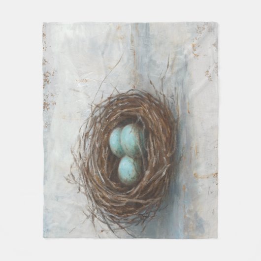 Rustikales Vogelnest - Blau Fleecedecke (Vorderseite)