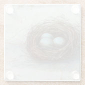 Rustikales Vogelnest - Blau Glasuntersetzer (Rückseite)