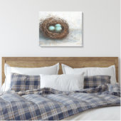 Rustikales Vogelnest - Blau Leinwanddruck (Insitu (Schlafzimmer))