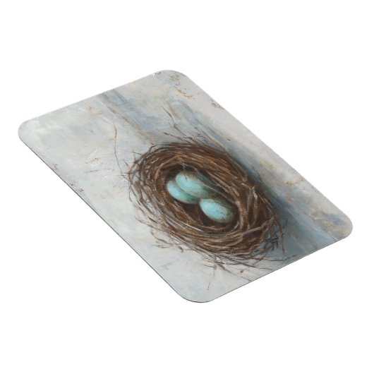 Rustikales Vogelnest - Blau Magnet (Rechte Seite)