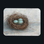 Rustikales Vogelnest - Blau Magnet<br><div class="desc">Rustikales Vogelnest I von Ethan Harper. Blaue Eier in einem Vogelnest.</div>