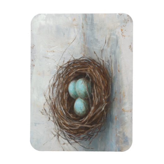 Rustikales Vogelnest - Blau Magnet (Vertikal)