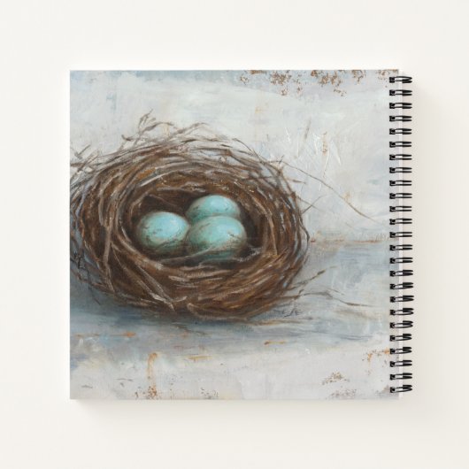 Rustikales Vogelnest - Blau Notizblock (Rückseite)