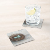 Rustikales Vogelnest - Blau Rechteckiger Pappuntersetzer (Vor Ort)