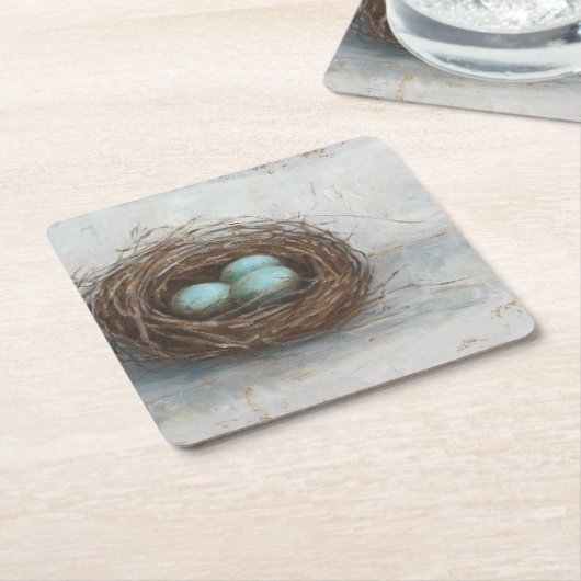 Rustikales Vogelnest - Blau Rechteckiger Pappuntersetzer (angewinkelt)