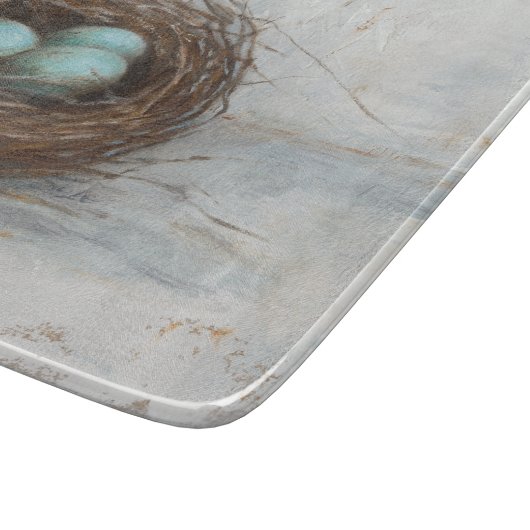Rustikales Vogelnest - Blau Schneidebrett (Ecke)