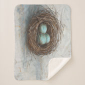 Rustikales Vogelnest - Blau Sherpadecke (Vorderseite)