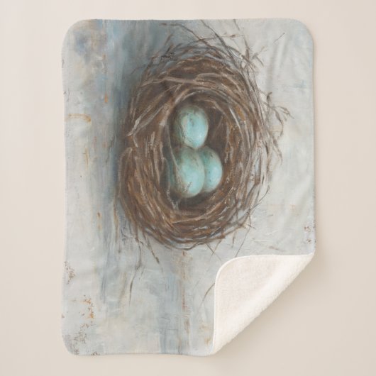 Rustikales Vogelnest - Blau Sherpadecke (Vorderseite)