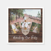 Rustikales Vow Renewal-Jubiläum Foto Collage Party Serviette (Vorderseite)