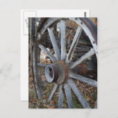 Rustikales Wagenrad aus Holz Postkarte (Vorne/Hinten)