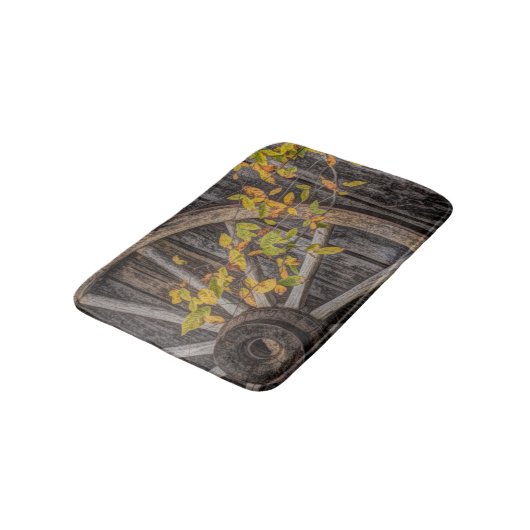 Rustikales Wagenrad Badematte (Schrägansicht)