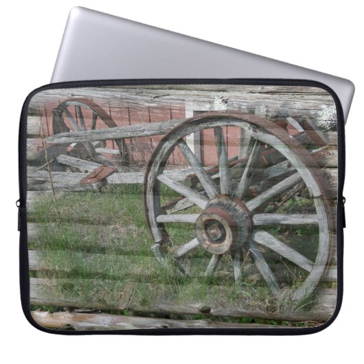 Rustikales Wagenrad - Western-Style - Laptop-Sieb Laptopschutzhülle (Vorderseite)