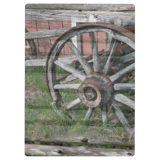 Rustikales Wagenrad-Zwischenablage im Western-Stil Klemmbrett (Rückseite)