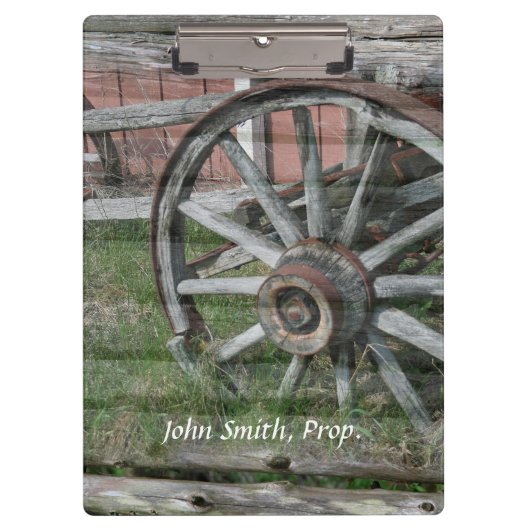 Rustikales Wagenrad-Zwischenablage im Western-Stil Klemmbrett (Vorderseite)