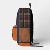Rustikales Wald Blau & Orange kariert Bedruckter Rucksack (Rechts)
