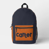 Rustikales Wald Blau & Orange kariert Bedruckter Rucksack (Vorderseite)