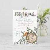 Rustikales Wald-Brautparty Einladung (Stehend Vorderseite)