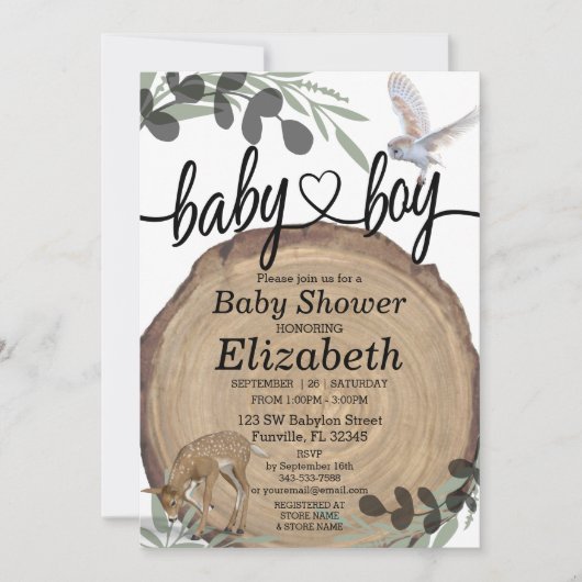 Rustikales Wald Einladung (Vorderseite)