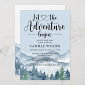 Rustikales Wald Erlebnisgebirge Blue Baby Einladung (Vorne/Hinten)