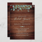 Rustikales Wald Eukalyptus Grünes Brautparty Einladung (Vorne/Hinten)
