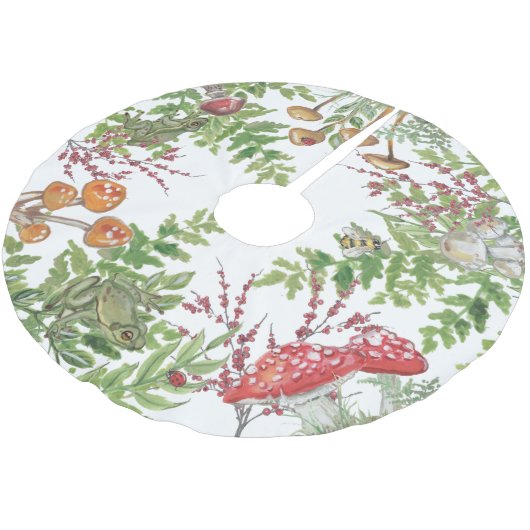 Rustikales Wald Foliage Frosch Bee Ladybug Mushroo Polyester Weihnachtsbaumdecke (Schrägansicht)