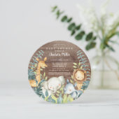 Rustikales Wald Jungle Animals Kinderdusche Einladung (Stehend Vorderseite)