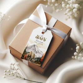 Rustikales Wald "Oh Boy" Mountain Bear Baby Dusche Geschenkanhänger